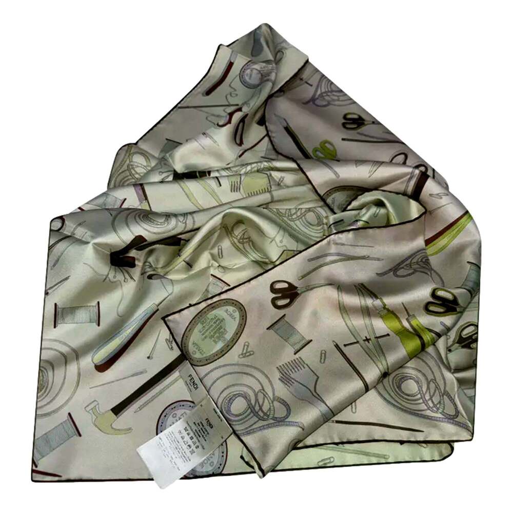 Fendi Multi-Color Graphic Print Silk Scarf Malva